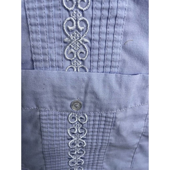 Vintage Men's Latin Guayabera Shirt XXL Blue Button Up Short Sleeves - Picture 5 of 7